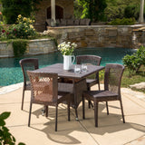 Outdoor 5pc Multibrown Wicker Square Dining Set - NH138592