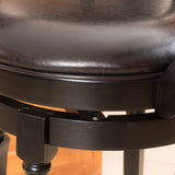 Farmhouse Black Bonded Leather Swivel Barstool with Arms - NH778592