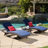 Outdoor 3-piece Wicker Adjustable Chaise Lounge Set with Cushions - NH439592