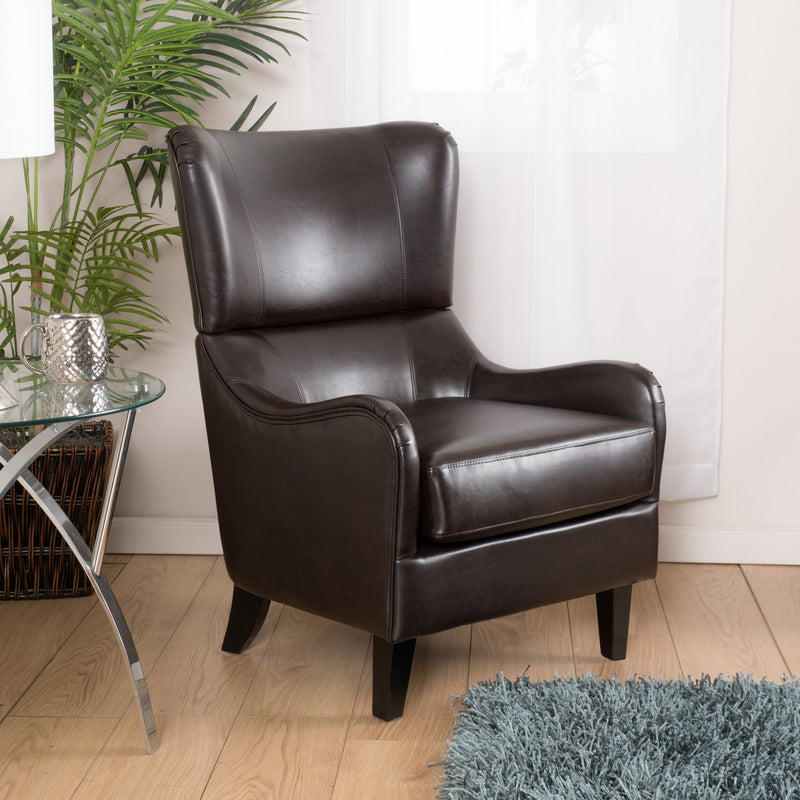 Leather High Back Wingback Armchair - NH069592