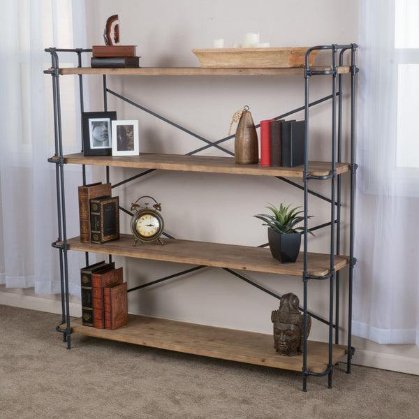 Industrial Pipe Design 4 Shelf Etagere Bookcase - NH969592