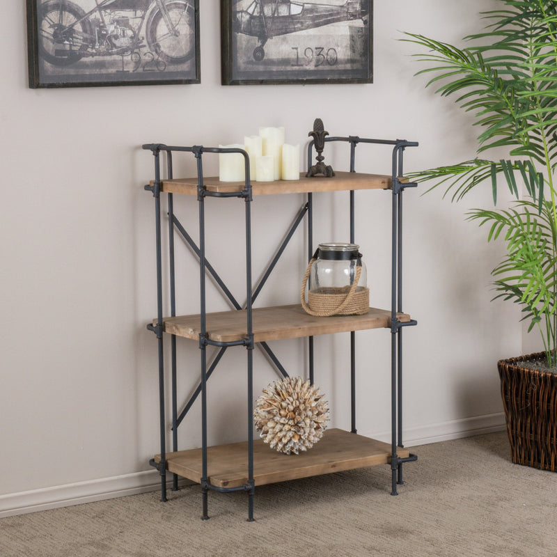 Industrial Pipe Design 3-Shelf Etagere Bookcase - NH079592