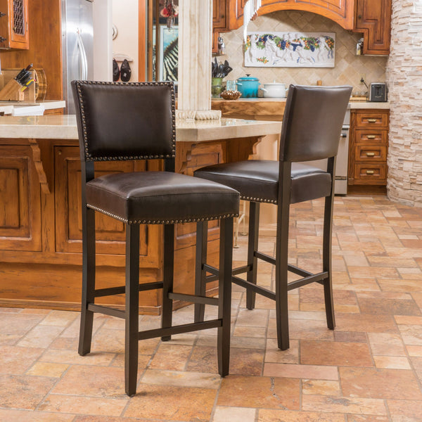 31-Inch Bonded Leather Backed Barstool (Set of 2) - NH679592