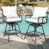 Outdoor Adjustable Pipe Barstools (Set of 2), Black Copper and Beige - NH000692