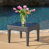 Outdoor Grey Wicker Side Table - NH860692
