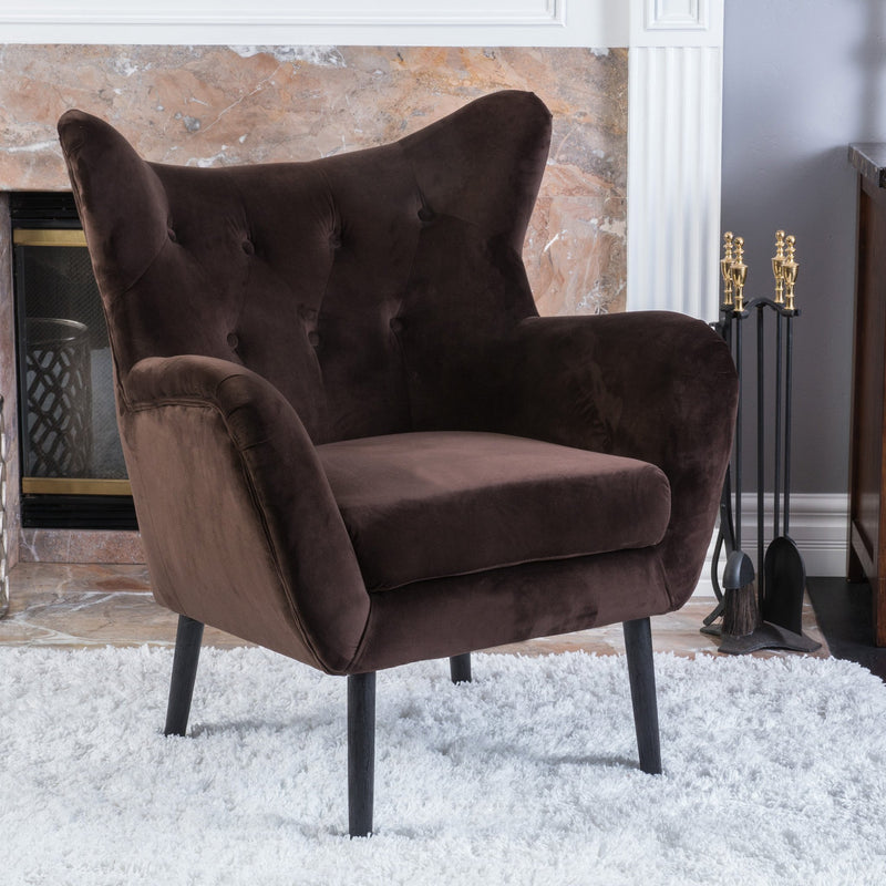Brown Velvet Arm Chair - NH412692