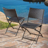 Outdoor Brown Wicker Folding Chair (Set of 2) - NH224692