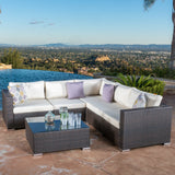 6pc Outdoor Brown Wicker Seating Sectional Set w/ Cushions - NH144692
