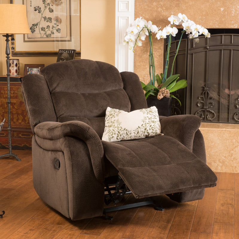 Brown Fabric Glider Recliner Club Chair - NH844692