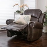 Brown Leather Glider Recliner Club Chair - NH664692