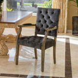 Charcoal Velvet Arm Dining Chair - NH255692