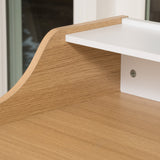 Modern White and Oak Computer Desk with Storage Space - NH426692