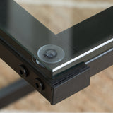 Modern Rectangular Black Iron and Glass Computer Desk - NH626692