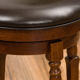 Brown Leather Swivel 26-Inch Counter Stool (Set of 2) - NH036692
