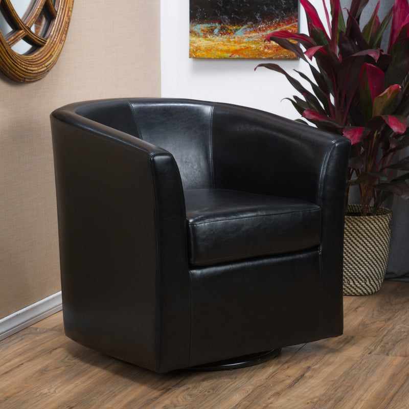Modern Upholstered Swivel Barrel Club Chair - NH146692
