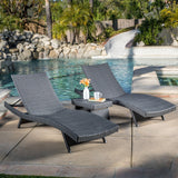 Outdoor Grey Wicker 3-piece Adjustable Chaise Lounge Set - NH017692