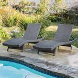 Outdoor Grey Wicker Chaise Lounge Chairs - NH296692