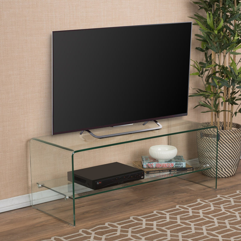Glass Entertainment TV Console Stand w/ Shelf - NH127692