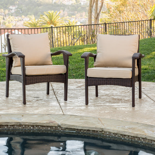 Outdoor Wicker Club Chair with Cushion, Set of 2 - NH327692