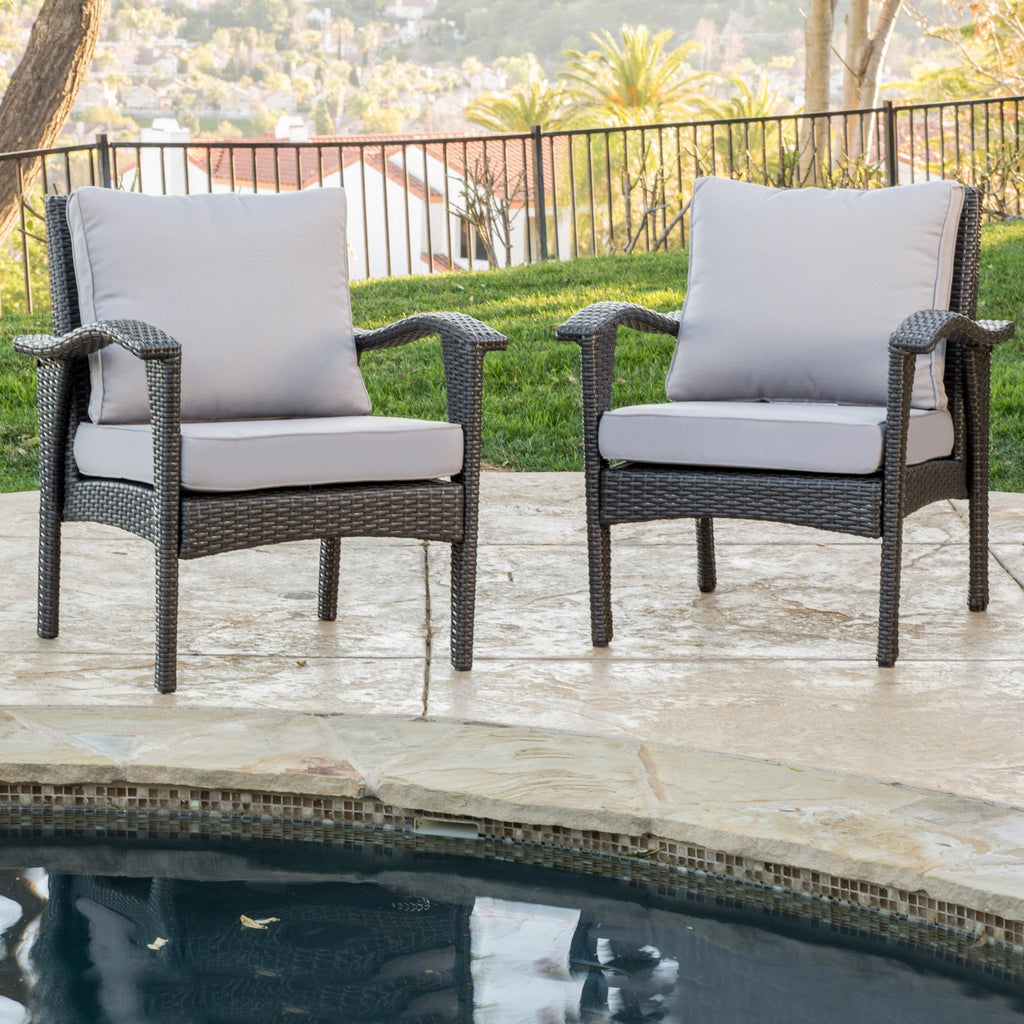 Outdoor Wicker Club Chair with Cushion, Set of 2 NH327692 Noble