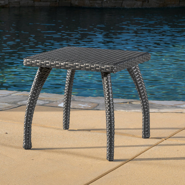 Outdoor Grey Wicker Side Table - NH827692