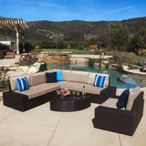 7pc Outdoor Brown Wicker Sofa Set w/ Cushions - NH537692