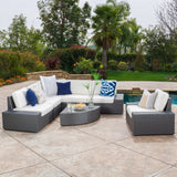 7pc Outdoor Grey Wicker Sofa Set w/ Cushions - NH637692