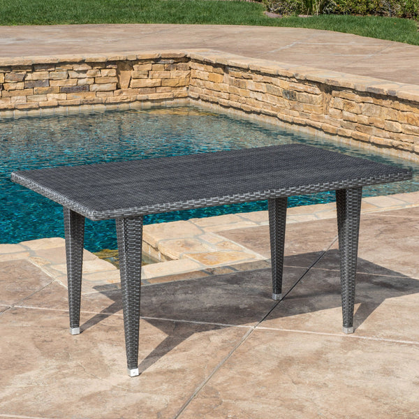 Grey Wicker Outdoor Patio Table - NH967692