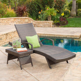 Outdoor 2-piece Brown Wicker Armed Chaise Lounge w/ Table - NH677692