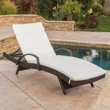 Outdoor Adjustable Armed Chaise Lounge Chair w/ Cushion - NH587692