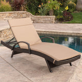 Outdoor Adjustable Armed Chaise Lounge Chair w/ Cushion - NH587692