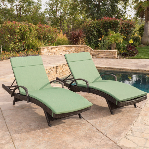 Outdoor Wicker Armed Chaise Lounge Chairs w/ Cushions (set of 2) - NH697692