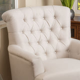 Contemporary Button-Tufted Fabric Club Chair with Rolled Backrest - NH309692