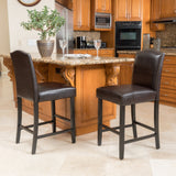 27-Inch Brown Leather Counter Stools (Set of 2) - NH280792