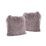 Shaggy Light Purple Lamb Fur Square Pillow - NH380303