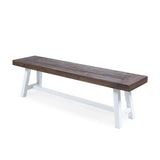 Indoor Farmhouse Acacia Wood Dining Bench with Rustic Metal Finish Frame - NH812403