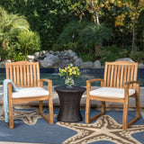 Outdoor Acacia Wood 3 Piece Chat Set with Wicker Table - NH924992