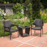 Outdoor 3 Piece Multi-brown Wicker Stacking Chair Chat Set - NH749003