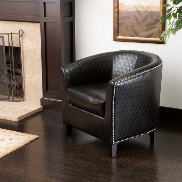 Harlequin Pattern Leather Club Chair - NH161852
