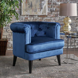 Tufted Studded Mid Century New Velvet Club Chair - NH398103