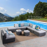 Outdoor 7 Seat Wicker Sofa Sectional Set with Aluminum Frame - NH723403