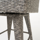 30-Inch Outdoor Wicker Barstool with Water Resistant Cushions - NH833003