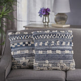 Handcrafted Boho Denim and Fabric Pillow - NH236103