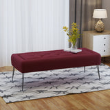 Modern Button Tufted Fabric Upholstered Ottoman Bench with Hairpin Legs - NH032303
