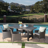 Outdoor 7 Piece Wicker Dining Set with Light Weight Concrete Dining Table - NH829303