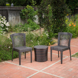 Outdoor 3 Piece Multi-brown Wicker Stacking Chair Chat Set - NH159003