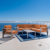 Outdoor Aluminum 5 Piece Sofa Set with Sunbrella Cushions - NH983303