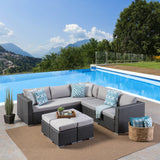 Outdoor 5 Seat Wicker Sectional Sofa Set with Aluminum Frame - NH623403