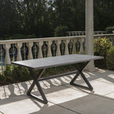 Outdoor Aluminum Dining Table with Black Steel Frame - NH584203