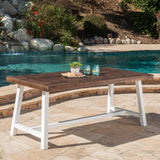 Outdoor Sandblast Finish Acacia Wood Dining Table with Metal Finish Frame - NH009303